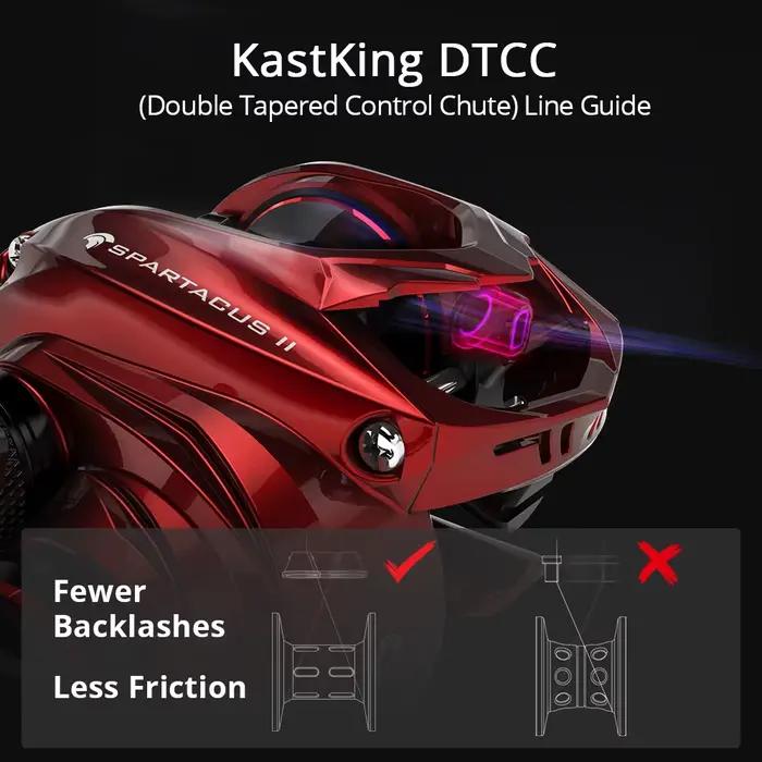 Moulinet Baitcasting KastKing Spartacus II Ultra Smooth 8KG Drag Max 7+1 Roulements Ratio 7.2:1 Pêche