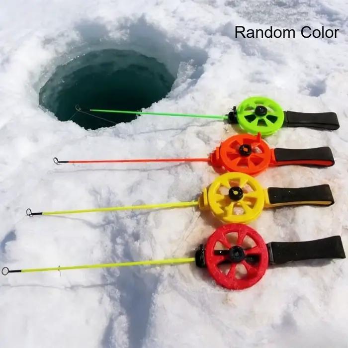 Canne à pêche sur glace mini 34.5cm - Accessoire pêche hivernale compact couleur aléatoire