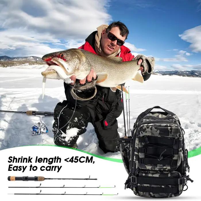Canne pêche glace 32" Goture 2 pointes M+MH - Manche liège - Ultra-légère pour carpe hivernale