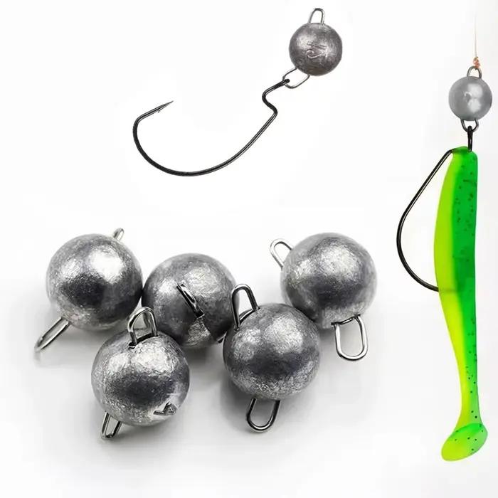 Lot de 5 plombs pêche de 2g à 28g avec émerillon pour pêche profonde et rocheuse