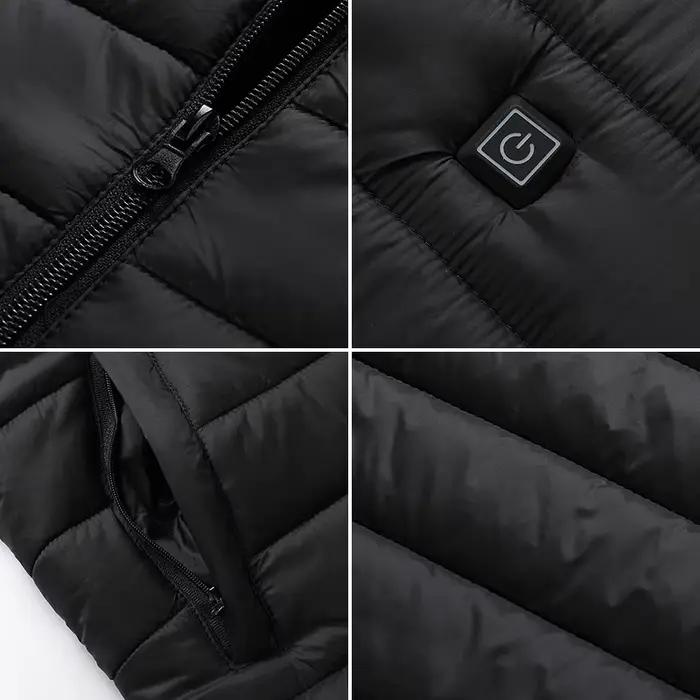 Gilet chauffant homme et femme 16 zones chauffantes hiver veste chauffage constant sans batterie