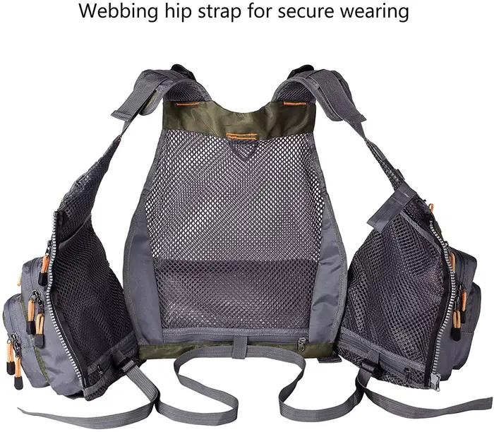 Veste de pêche respirante légère ajustable avec rangements pour matériel de pêche sportive