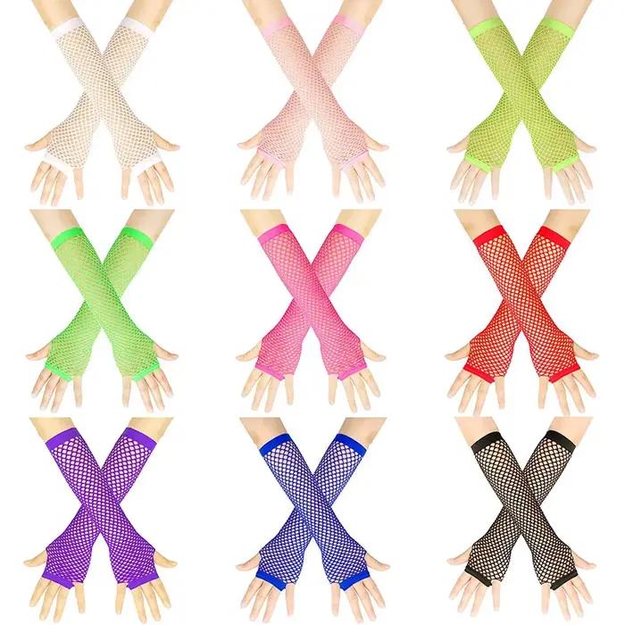 Gants de pêche femme filet noir sans doigts style punk pour soirées pêche et événements nautiques