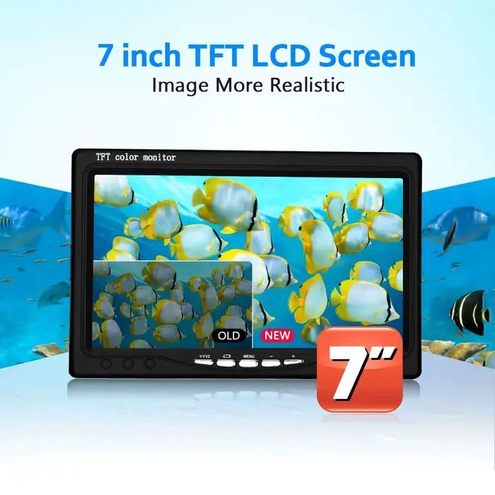 Caméra sous-marine Fish Finder 7 pouces 30 LEDs IP68 pour pêche glace mer rivière 15-50m