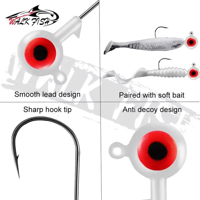 WALK FISH 5 têtes plombées 1.75g et 3.5g pour leurres souples - Hameçons plombés pour pêche aux vers