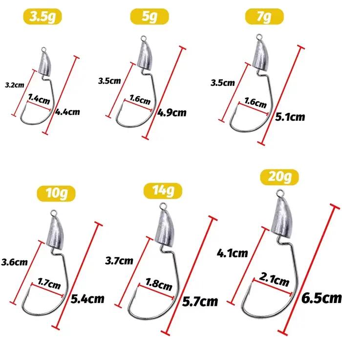 Têtes plombées métal 10 pièces 3.5g à 20g pour montage texas rig et pêche au leurre crankbait
