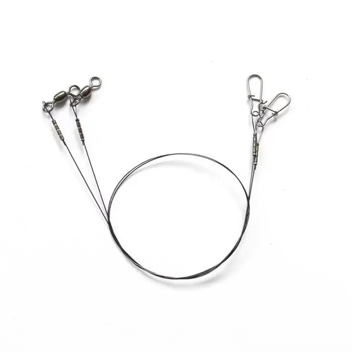 Leader pêche en acier avec émerillon et clip, bas de ligne résistant pour carpe et eau
