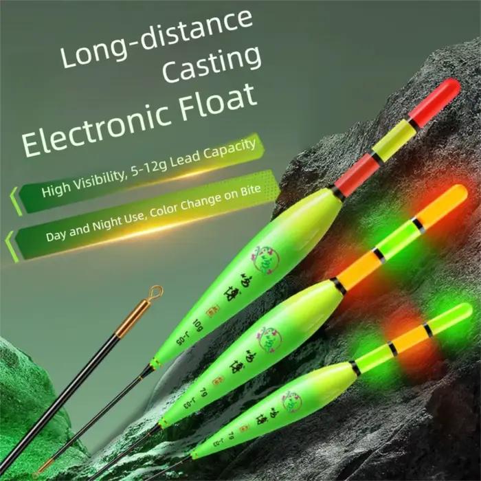Flotteur électronique pêche nuit longue queue 2 lumières, indicateur de touche lumineux pour pêche nocturne