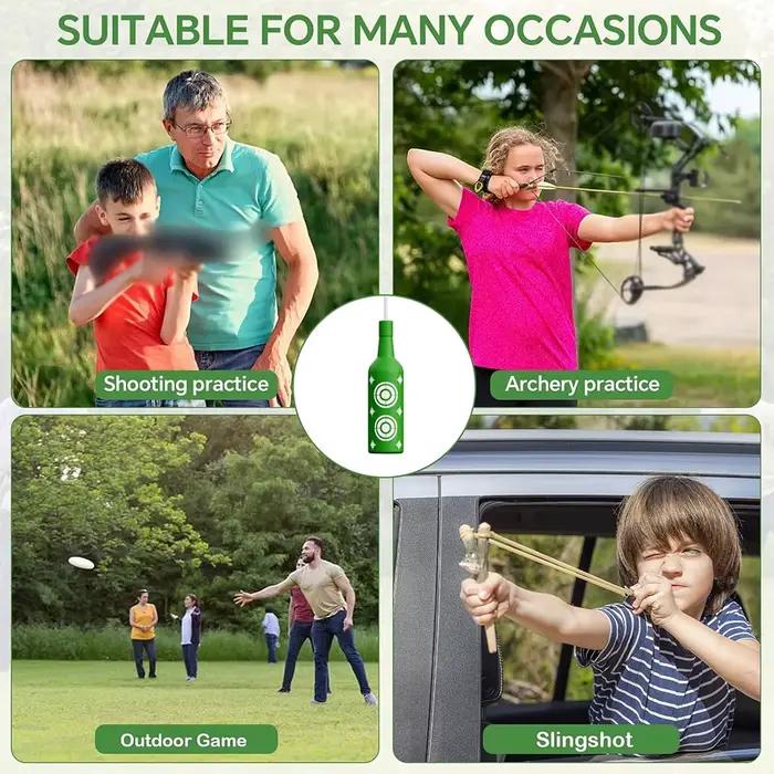 6 cibles bouteilles plastique colorées avec corde pour tir pêche intérieur extérieur - Divertissement