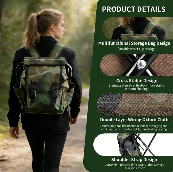 Sac à dos avec chaise intégrée - Siège pliant et sac de pêche multifonction pour camping