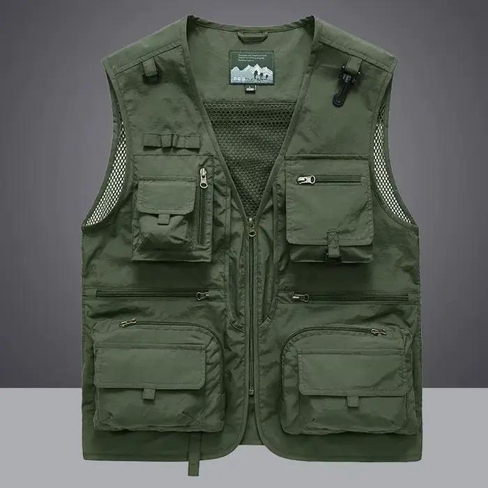 Veste tactique pêche homme 2025 avec poches multiples - Veste sans manches mesh pour photographe été