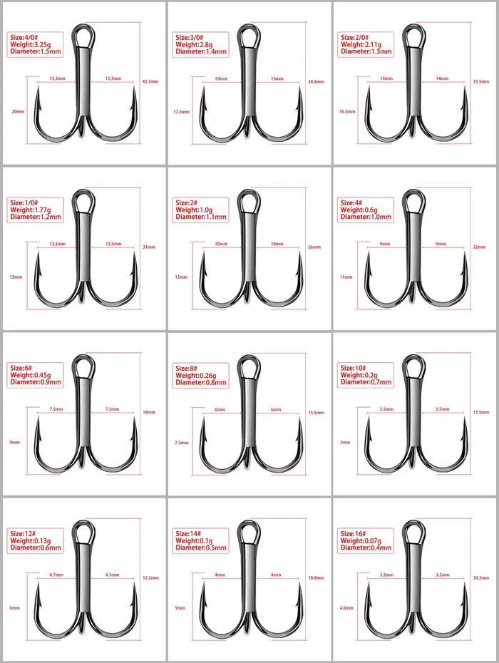 Shawto 50 hameçons triples acier carbone barbelés - Matériel pêche complet en boîte pratique