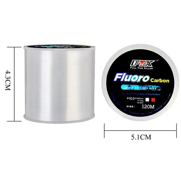 Ligne de Pêche Fluorocarbone 120M Traitement Spécial Nylon pour Eau Douce 0.2mm-0.6mm 45LB