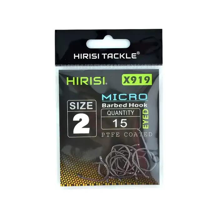 Hameçons carp fishing micro barbelés PTFE 15 pièces Hirisi - acier haute carbone pour pêche précise