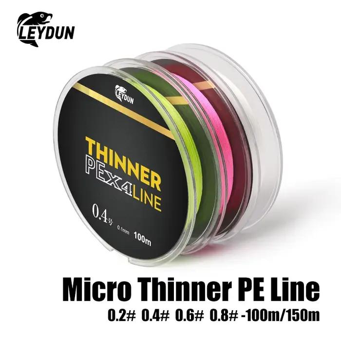 Ligne de pêche Leydun Micro Thinner 4 brins 100m 150m, fil tresse PE Japon pour carpe