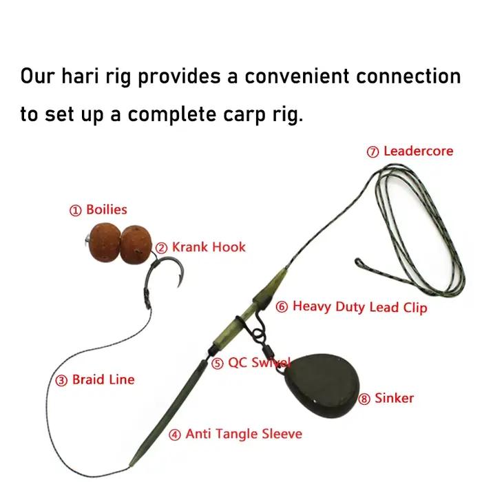6 hameçons prémontrés pour la pêche à la carpe avec lignes cheveu et esches boilies, accessoires