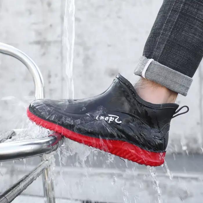 Bottes pluie homme courtes pêche antidérapantes résistantes cuisine lavage auto