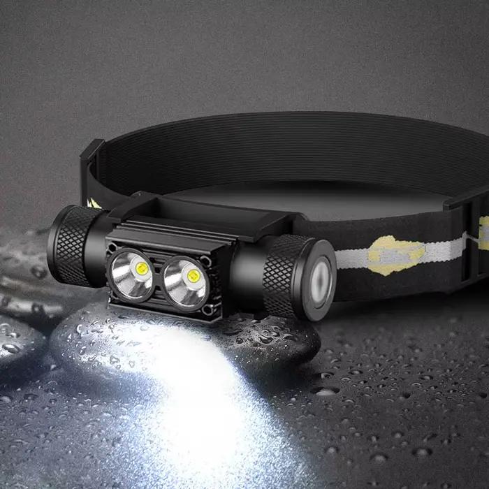 Lampe frontale BORUiT D25 double LED ultra-puissante étanche pour camping pêche et chasse occasionnels