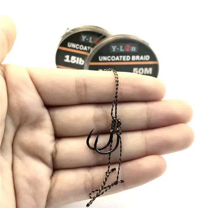Ligne de pêche carpe camouflage 50m 8 brins tresse souple pour hair rig 25 à 35LB