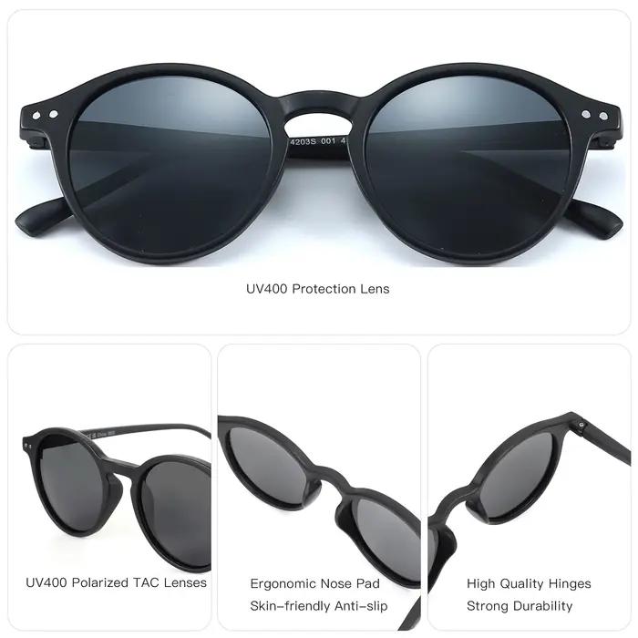 Lunettes de soleil polarisées ZENOTTIC rétro 2023-2024 pour pêche - Cadre rond vintage