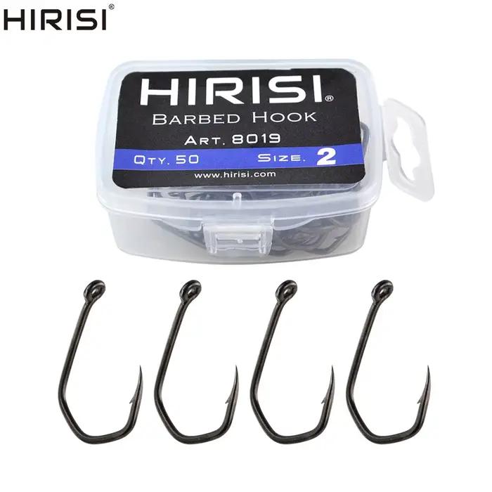Hameçons carp fishing barbelés PTFE 50 pièces Hirisi - acier haute carbone avec œil pour pêche intensive