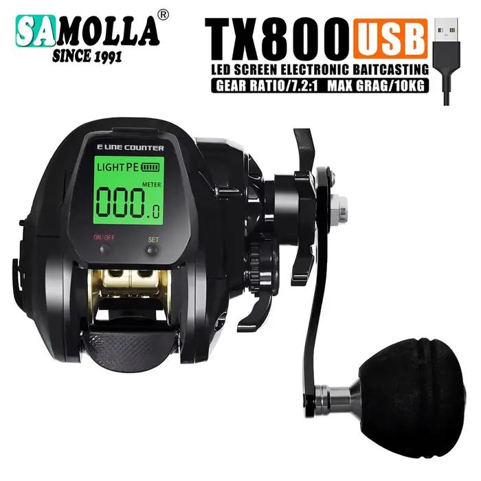 Moulinet de pêche casting SAMOLLA écran LED étanche haute vitesse 7.2:1 pour eau salée