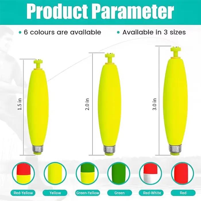 12 flotteurs lestés EVA snap-on pour pêche crappie, panfish et poisson-chat tailles 1.5-3 pouces
