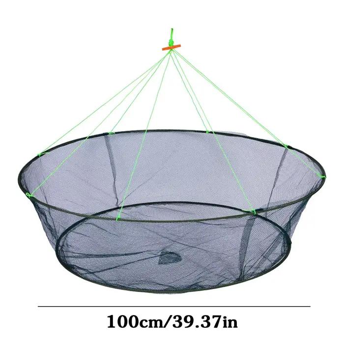 Filet de pêche pliable 80 à 100 cm pour crevettes crabes anguilles avec bouche coulissante et appât