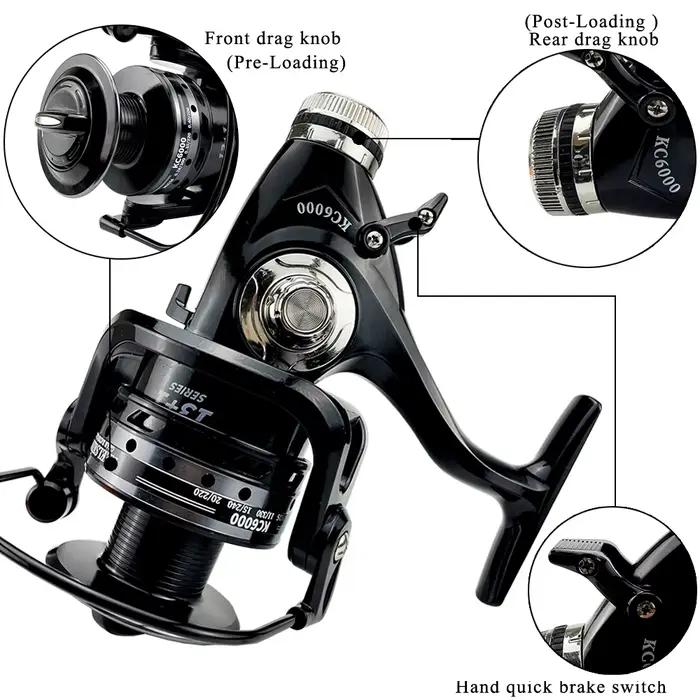Moulinet sans jeu corps métal - Frein 8KG - Échangeable main gauche/droite - Eau douce et mer