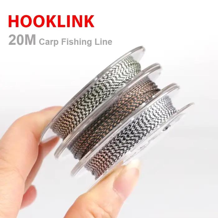 Ligne de pêche carpe NGB 20m sans plomb camouflage 8 brins pour feeder et hair rig