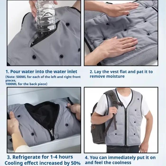 Veste évaporative rafraîchissante en polyester pour homme, veste d'été avec système d'injection d'eau, idéale pour les activités extérieures et les chaudes journées d'été
