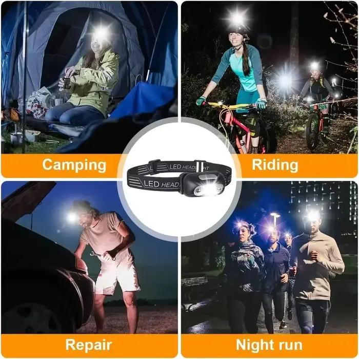 Lampe frontale mini LED puissante pour pêche nocturne étanche avec capteur de mouvement portable