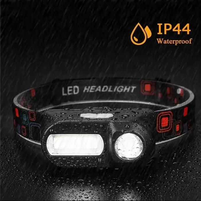 Lampe frontale COB+LED 1500LM rechargeable USB - Frontale pêche étanche ultra-lumineuse vélo camping