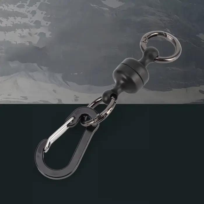 Porte-épuisette magnétique MRC en acier avec mousqueton alu et dragonne pour pêche rapide et sécurisée
