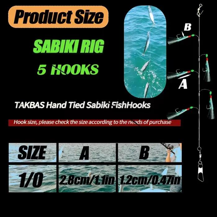 Hameçon Sabiki TAKBAS pour pêche au saumon et maquereau, acier haute teneur en carbone avec leurres