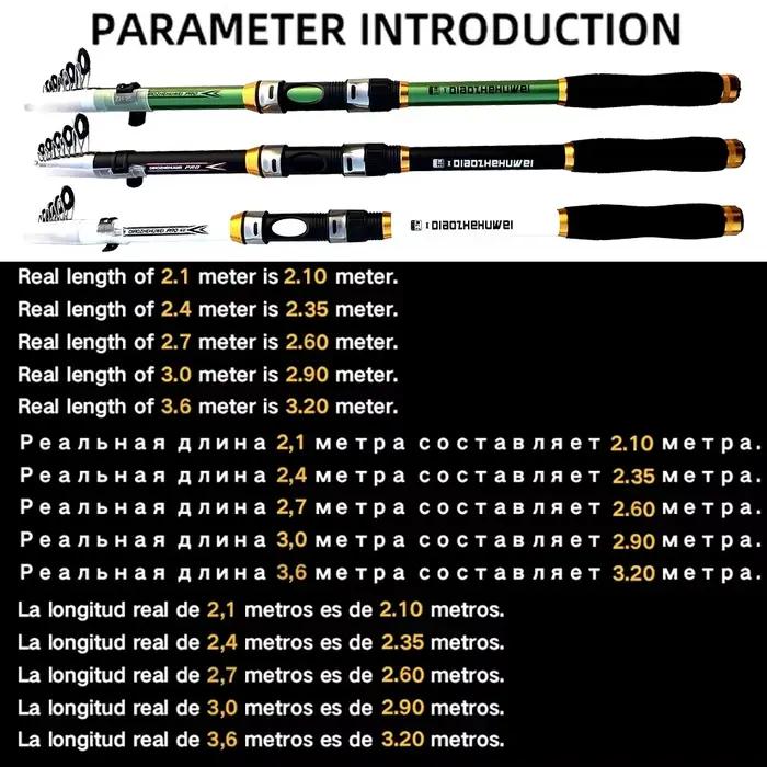 Canne à carpe GHOTDA 2.1M-3.6M Carp Fishing Rod Feeder Hard FRP Carbon Fiber Telescopic Fishing Rod Fishing Pole