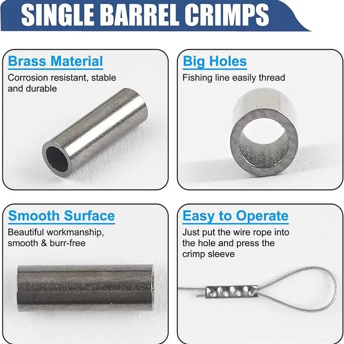 Kit 100 manchons de sertissage pour câble pêche - Barrel crimp sleeves 1.0-3.2# pour montages acier