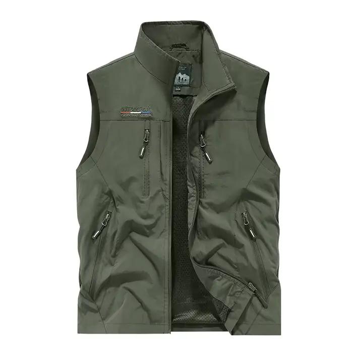 Veste utilitaire pêche photographe - Veste ample multi-poches pour pêche outdoor grande taille