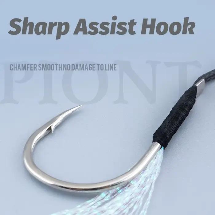Hameçons assist plumes Sharp pour jigging et casting - acier haute teneur en carbone avec barbelures angulaires