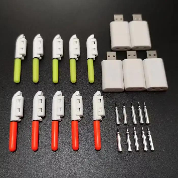 Lot de 10 lampes LED rechargeables pour canne à pêche, lampe clip nocturne pour pêche de nuit