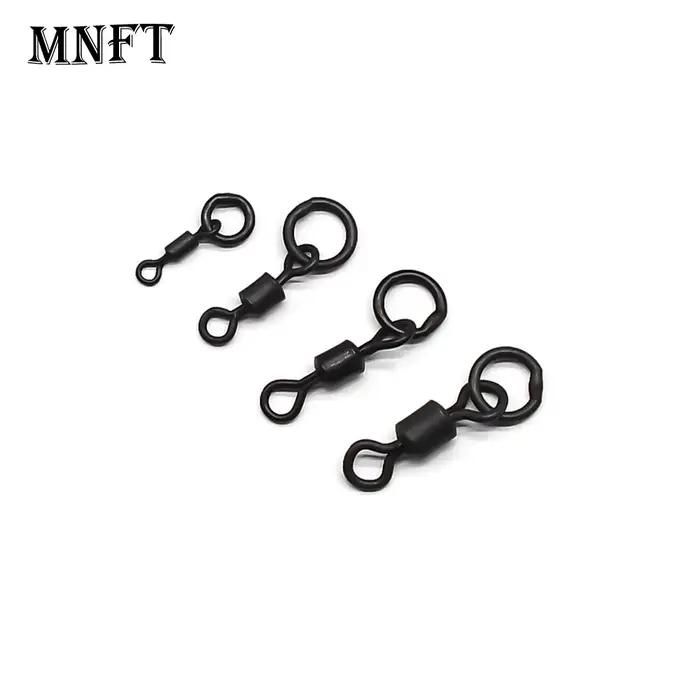 60 anneaux rapides pêche carpe MNFT noir mat - swivels rig cheveu changement rapide solide
