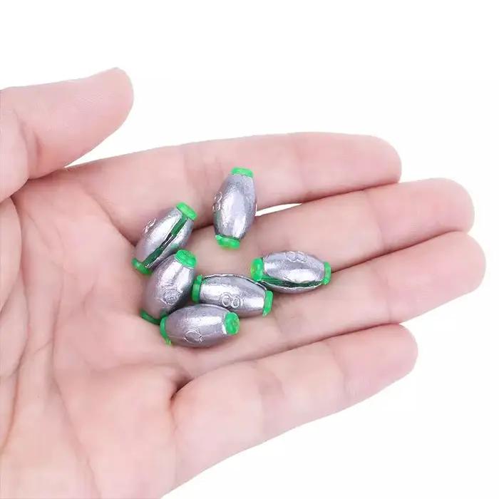 Plombs coulissants olive 2g à 30g pour la pêche de la carpe, lot de 5 ou 10 sinkers
