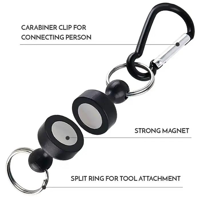 Mousqueton magnétique avec porte-clés pour pêche - Accessoire anti-chute pour matériel