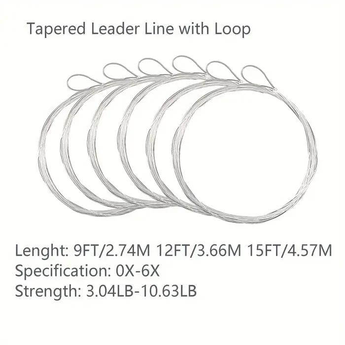 Bas de ligne pêche à la mouche 9-15ft pré-noué loop clair effilé nylon 6 pièces - Aventik