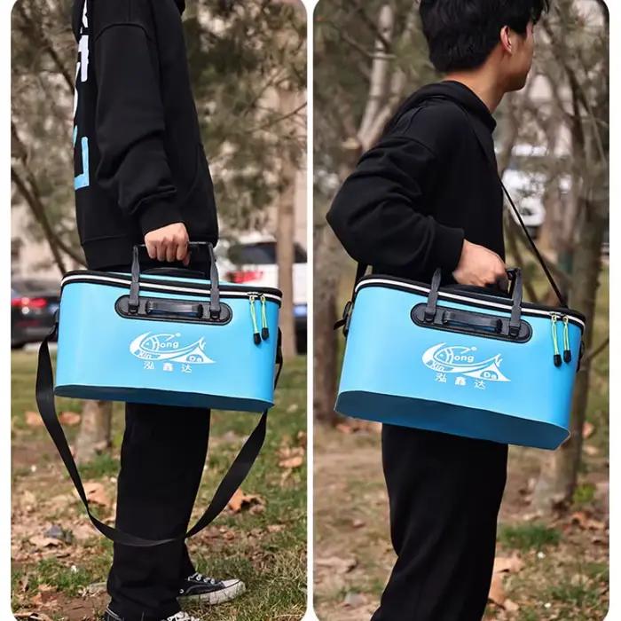 Bac à poissons vivants pliable sans pompe à oxygène - Réservoir EVA portable pour pêche en extérieur