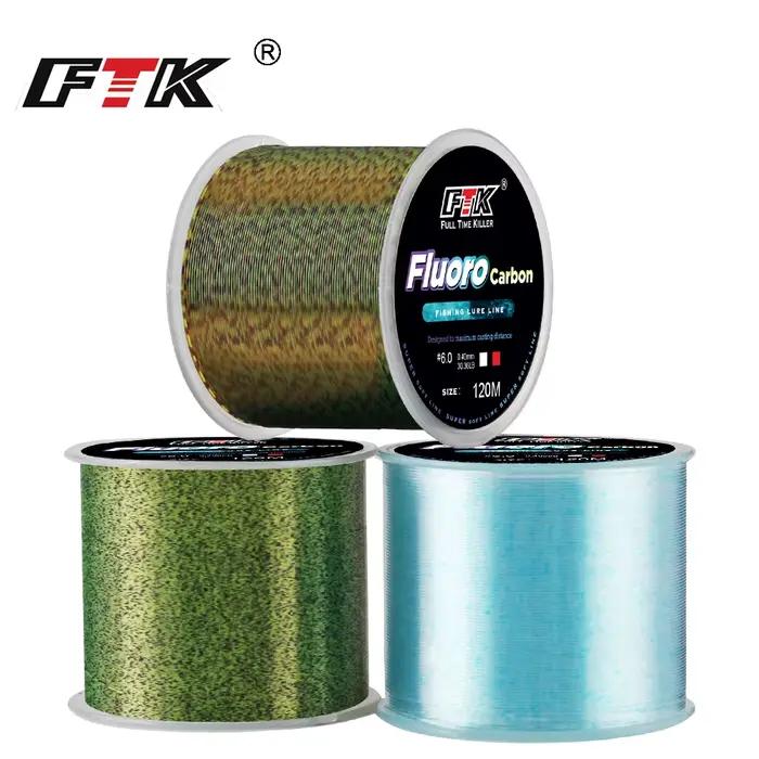 Fil de Pêche Invisible FTK 120m Fluorocarbone Tacheté Haute Résistance 4.13-34.32LB pour Traque des Carnassiers