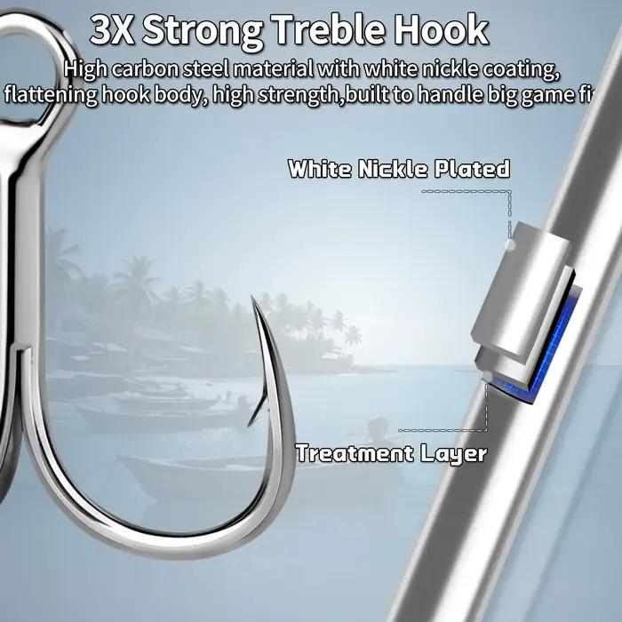 Hameçons triples mer 9KM 3X renforcés 25 à 100 pièces pour leurres crankbait et spinners
