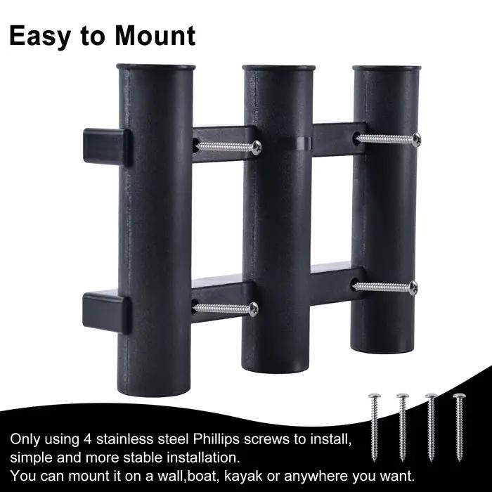 Support 3 cannes de pêche pour bateau - Porte-cannes marine noir Goture avec fixation tube plastique